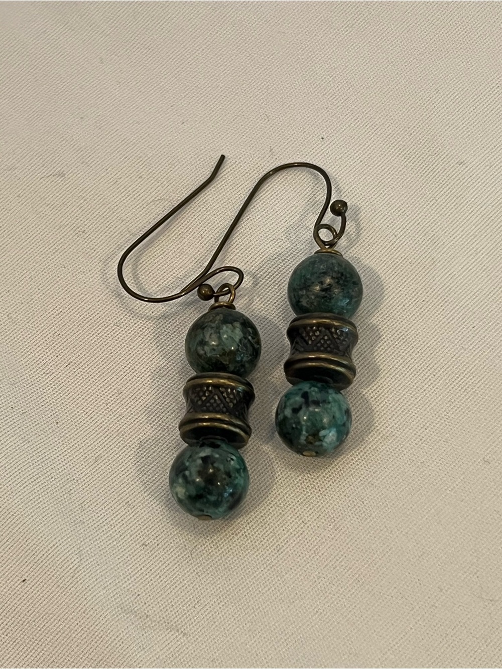 African Turquoise Earrings - Picture 2 of 2